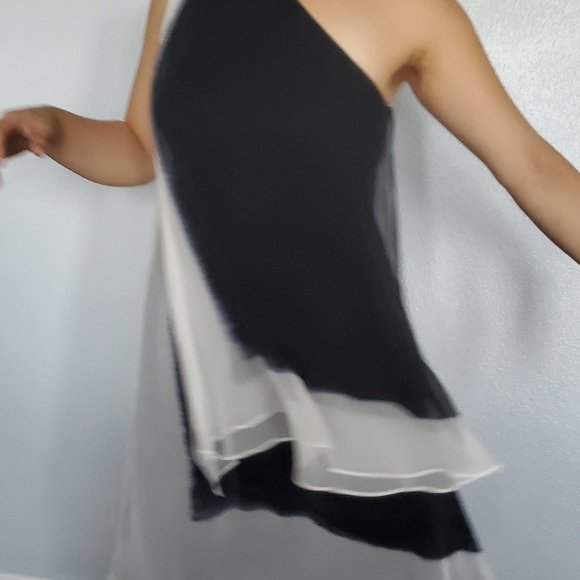 L.A.M.B. Gwen Stefani 100% Silk Dress in Black Gray and White Women's Size M - Picture 3 of 12